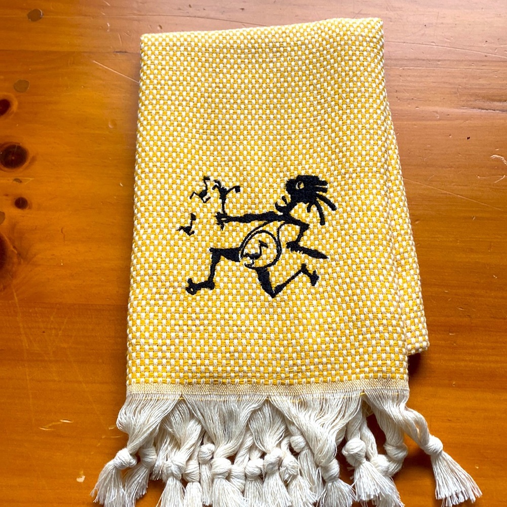 Panic Note Eater Towel with Tassels 20 x 40 Quality Towel 100% Hand Crafted